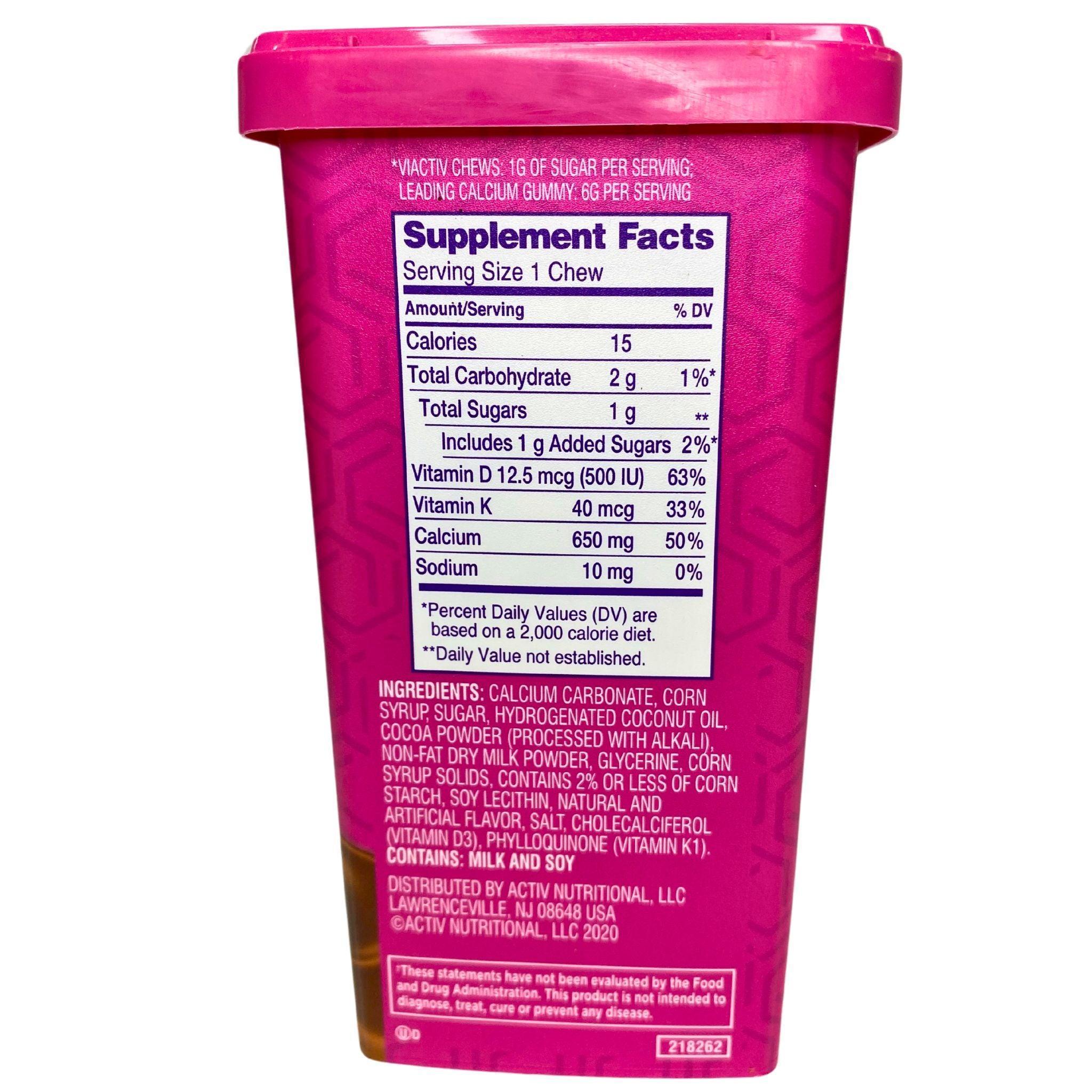 Viactiv Calcium + Bone Strengthening Max Formula Dietary Supplement - 650mg Calcium with Vitamin D & K - Milk Chocolate Flavor Soft Chews (100 Count) - Supports Bone Health & Strength - Perfect for Active Lifestyles & Daily Wellness