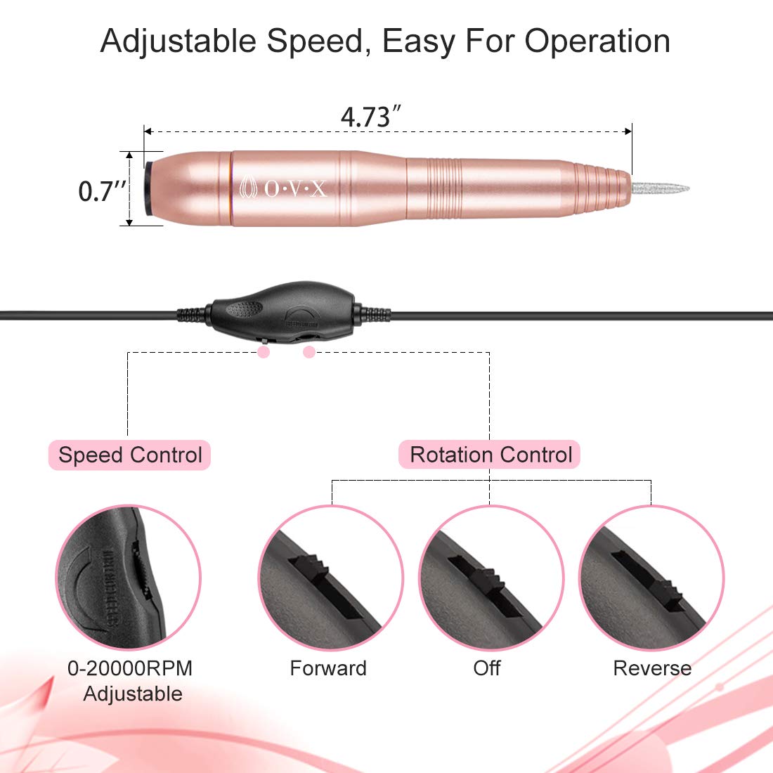 Professional Electric Nail Drill Kit - 20000 RPM Portable Manicure Pedicure Machine with Sanding Bands, Drill Bits & Brushes for Acrylic Gel Nails (Gold) | Perfect for Home Salon, Nail Art & Professional Nail Care