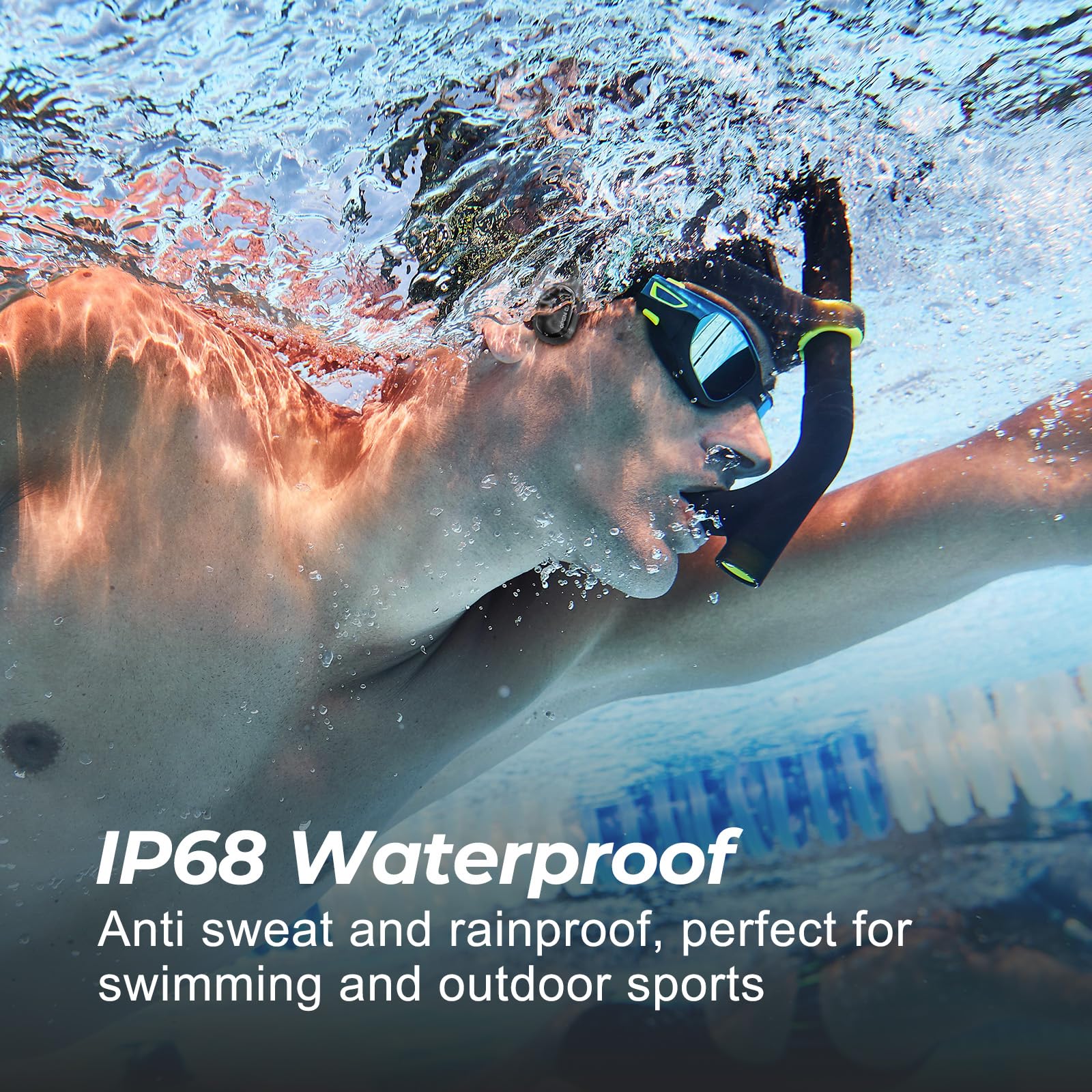 Bone Conduction Headphones for Swimming - IP68 Waterproof Wireless Bluetooth 5.3 Headset with 32GB MP3 Player | Open Ear Sports Earphones for Swimming, Running, Cycling & Driving | Perfect for Pool Workouts, Gym Training & Outdoor Activities
