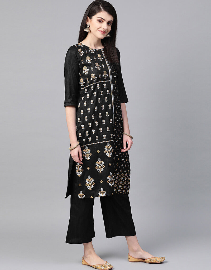 Elegant Black Poly Silk Palazzo Suit for Women - Comfortable & Stylish Wide Leg Pants Set - Perfect for Casual Wear, Office Outfits & Special Occasions