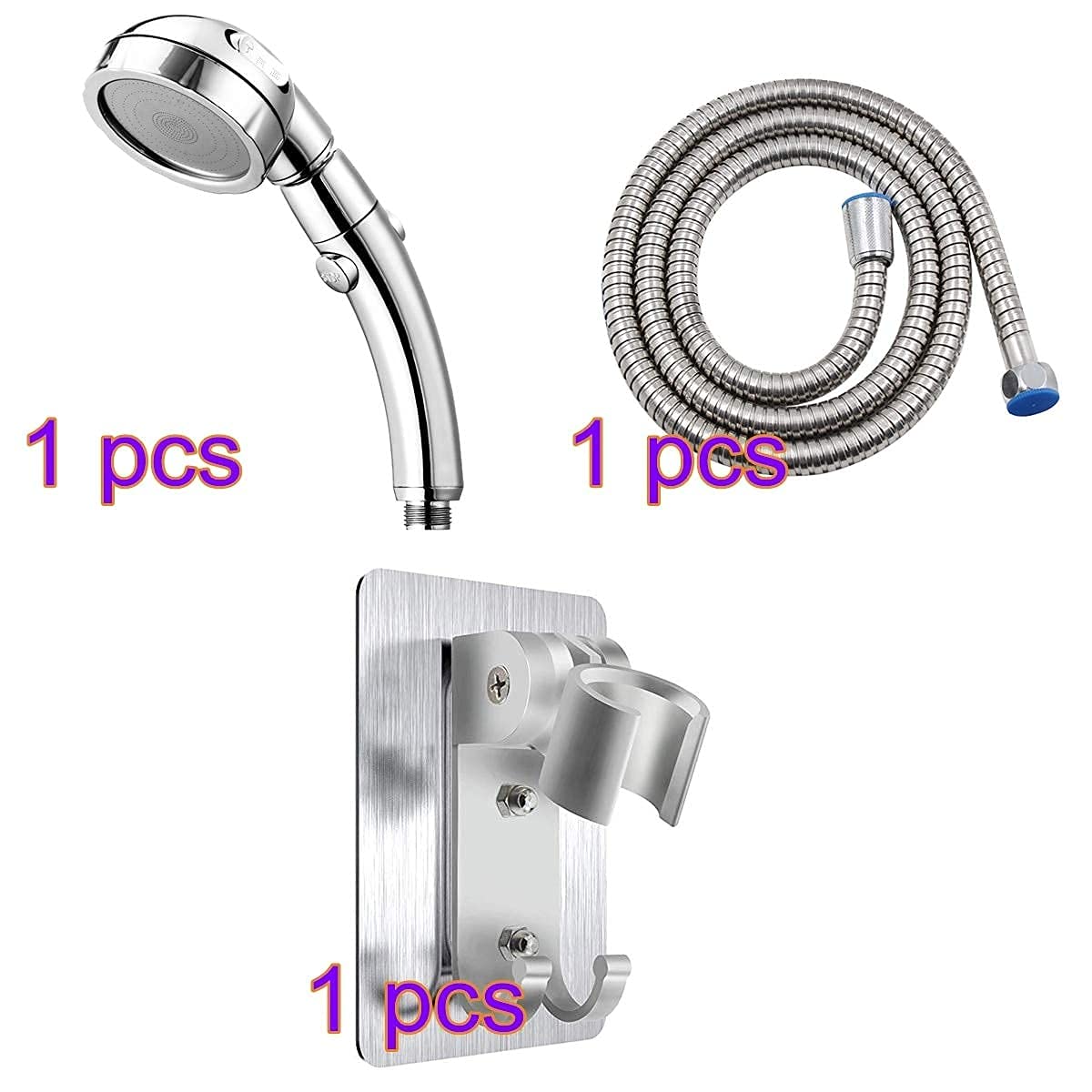 3-Piece High Pressure Water Saving Shower Head Set - ABS Plastic Handheld Shower Head for Bathroom, Kitchen & Garden Use - Eco-Friendly & Powerful Spray for Relaxing Shower Experience