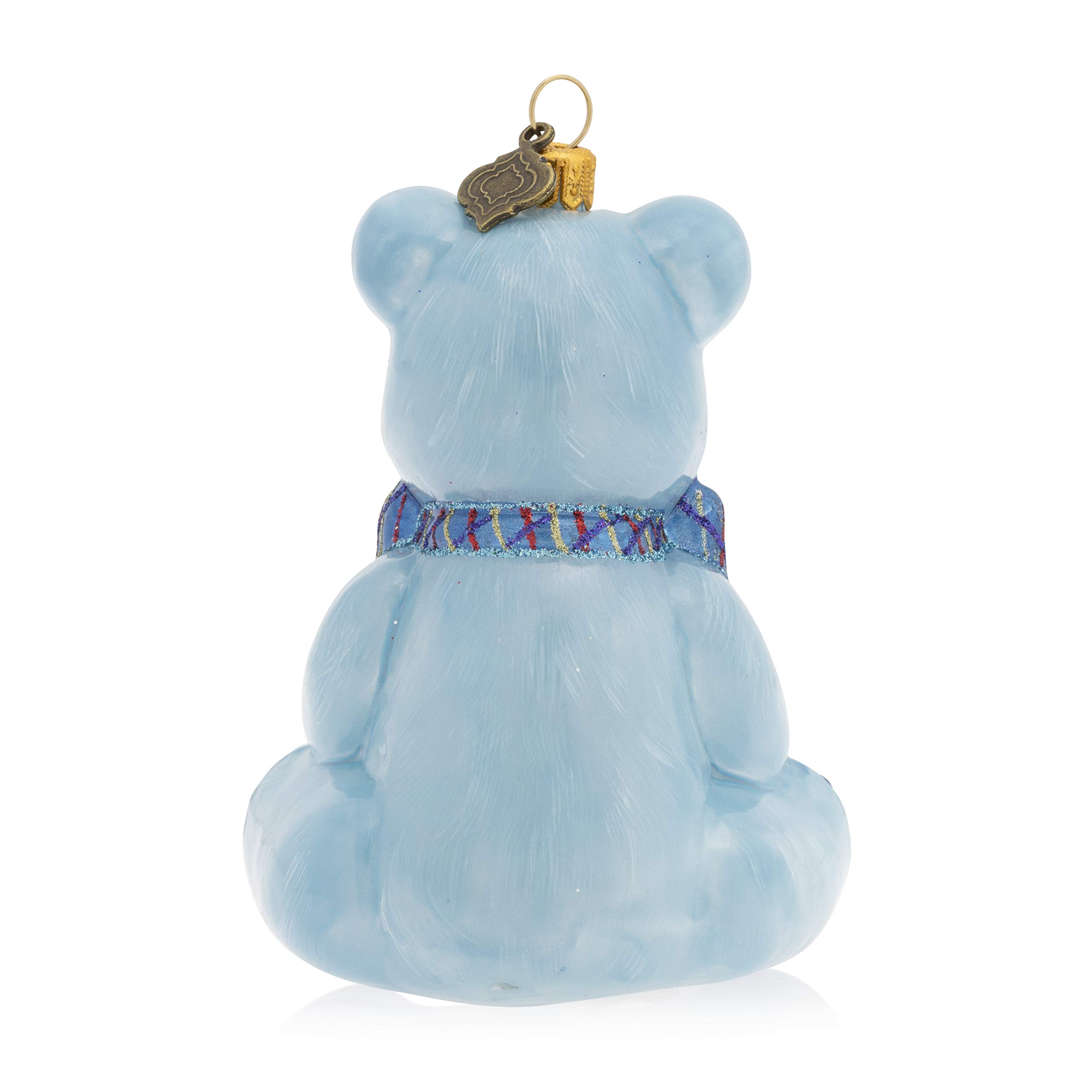 Jay Strongwater Baby's First Christmas Teddy Bear Glass Ornament - Blue Holiday Decoration for Christmas Tree, Gift & Keepsake - Perfect for Newborn's First Christmas, Nursery Decor & Holiday Memories