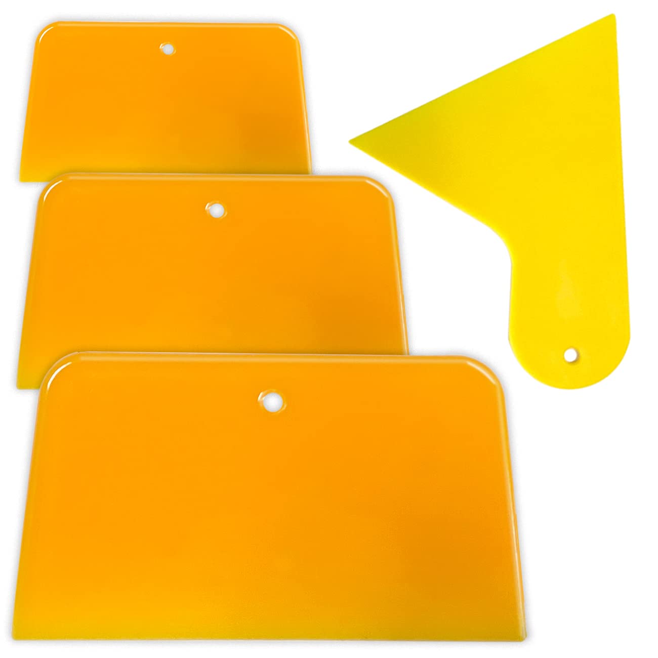 4 Pack Body Filler Spreader Set - 3, 4, 5, 6 Inch Reusable Automotive Body Repair Tools for Applying Fillers, Putty, Glaze & Caulk - Durable Plastic Car Body Maintenance & Paint Spatulas (Orange) - Perfect for Auto Body Shops & DIY Car Repairs