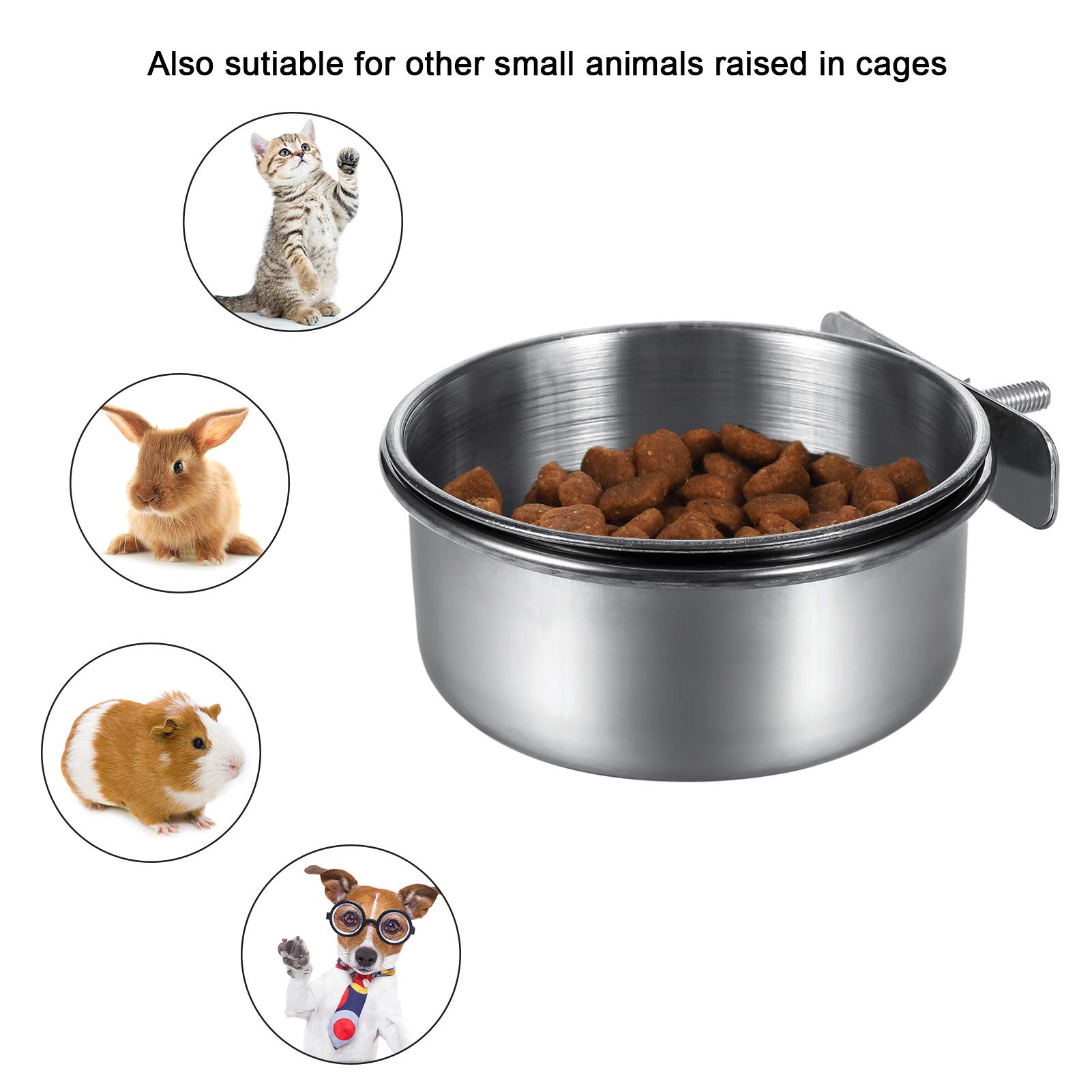 Firtink 3-Piece Stainless Steel Bird Feeding Dish Set - Parrot Food & Water Bowls with Clamp Holder for Cage (S/M/L) - Durable Pet Bird Feeder for Parakeets, Cockatiels & Lovebirds - Perfect for Daily Feeding & Cage Accessories