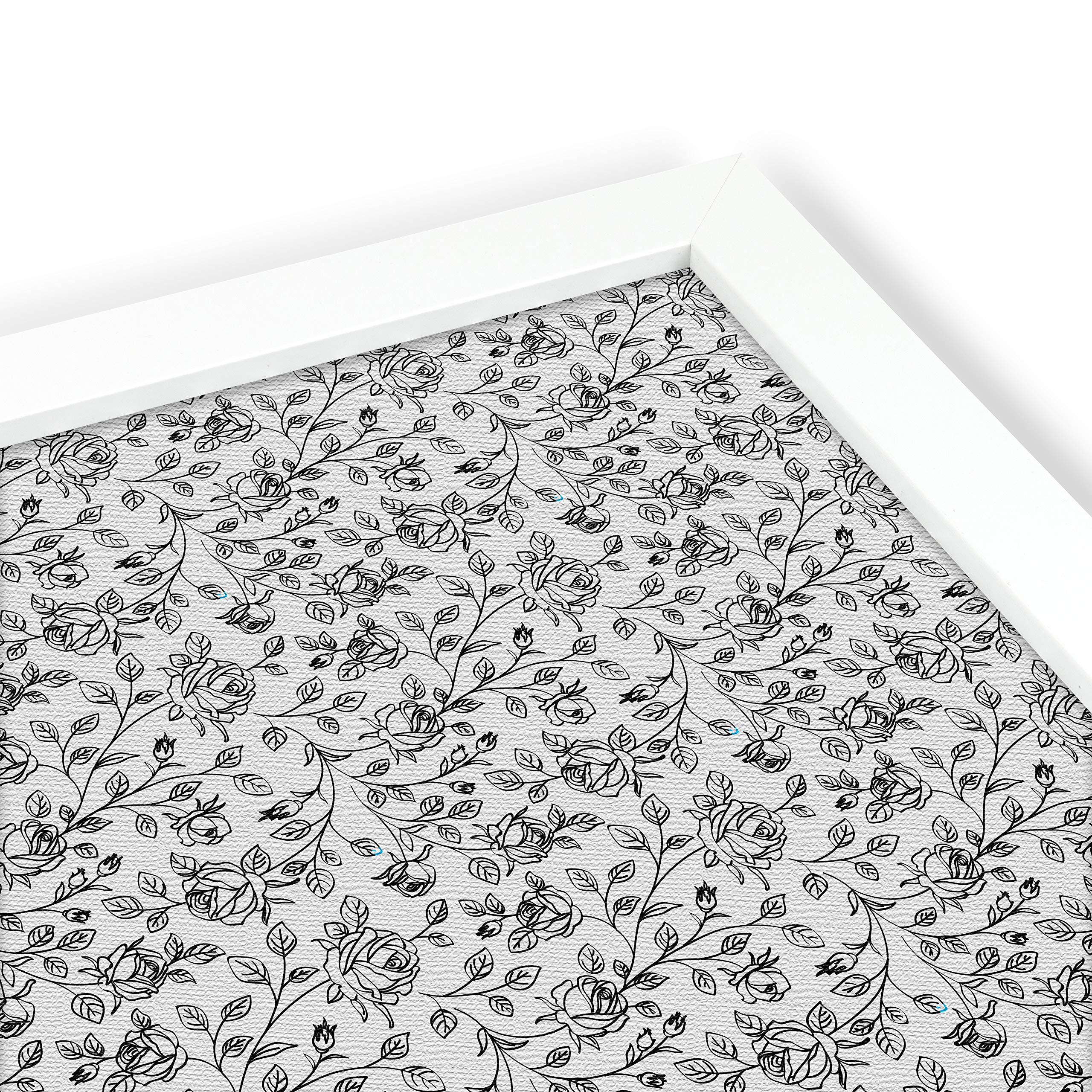 ArtToFrames 36x24 Inch Floral Black Roses Cork Bulletin Board - 2x3 Feet Custom Fabric Canvas Pin Board with Satin White Frame | Perfect for Home Office, Dorm Room & Classroom Organization (PinPix-165-36x24_FRBW26074)