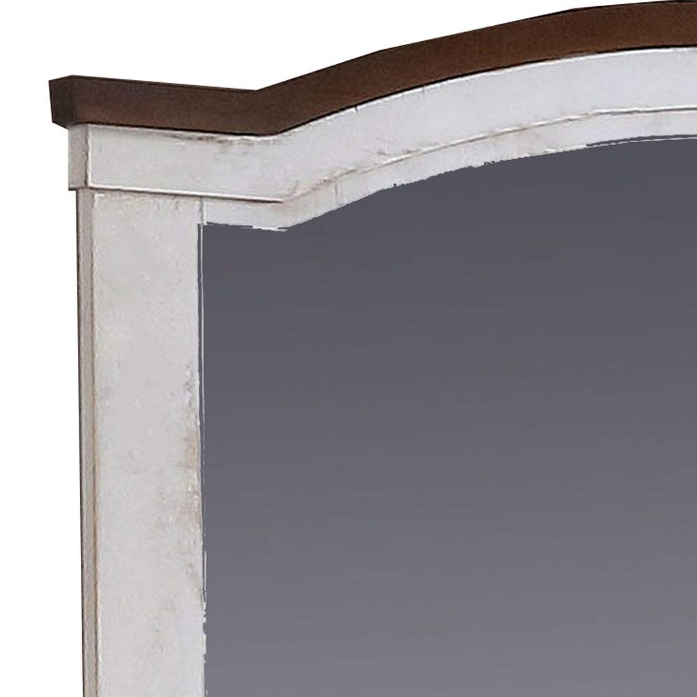 39 Inch Arched Top Wooden Frame Mirror - White Modern Contemporary Wall Mirror for Bedroom, Living Room & Entryway Decor