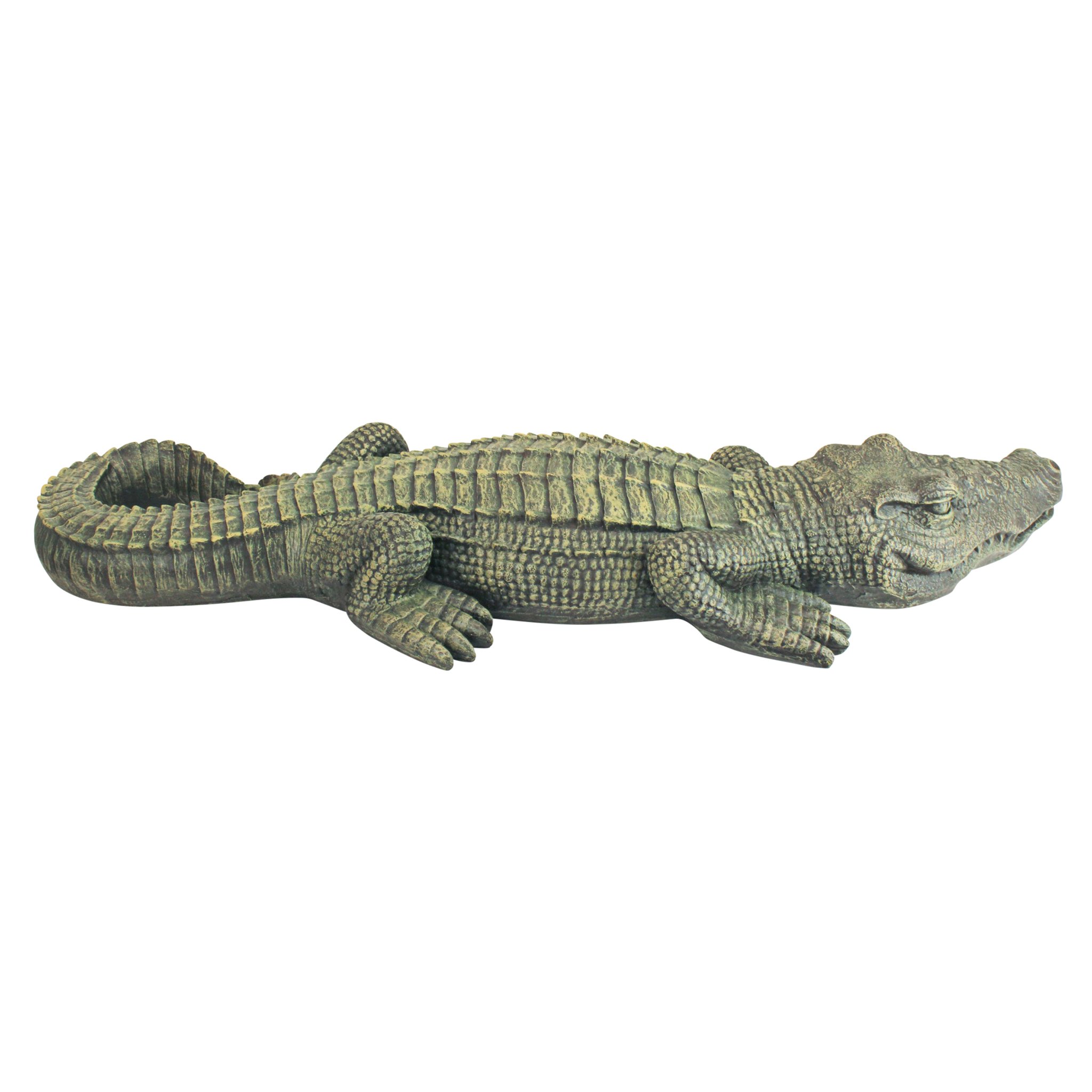Design Toscano Large 37-Inch Swamp Beast Alligator Crocodile Outdoor Garden Statue - Cast Stone Resin with Reptile Green Finish for Lawn, Yard, and Poolside Decor