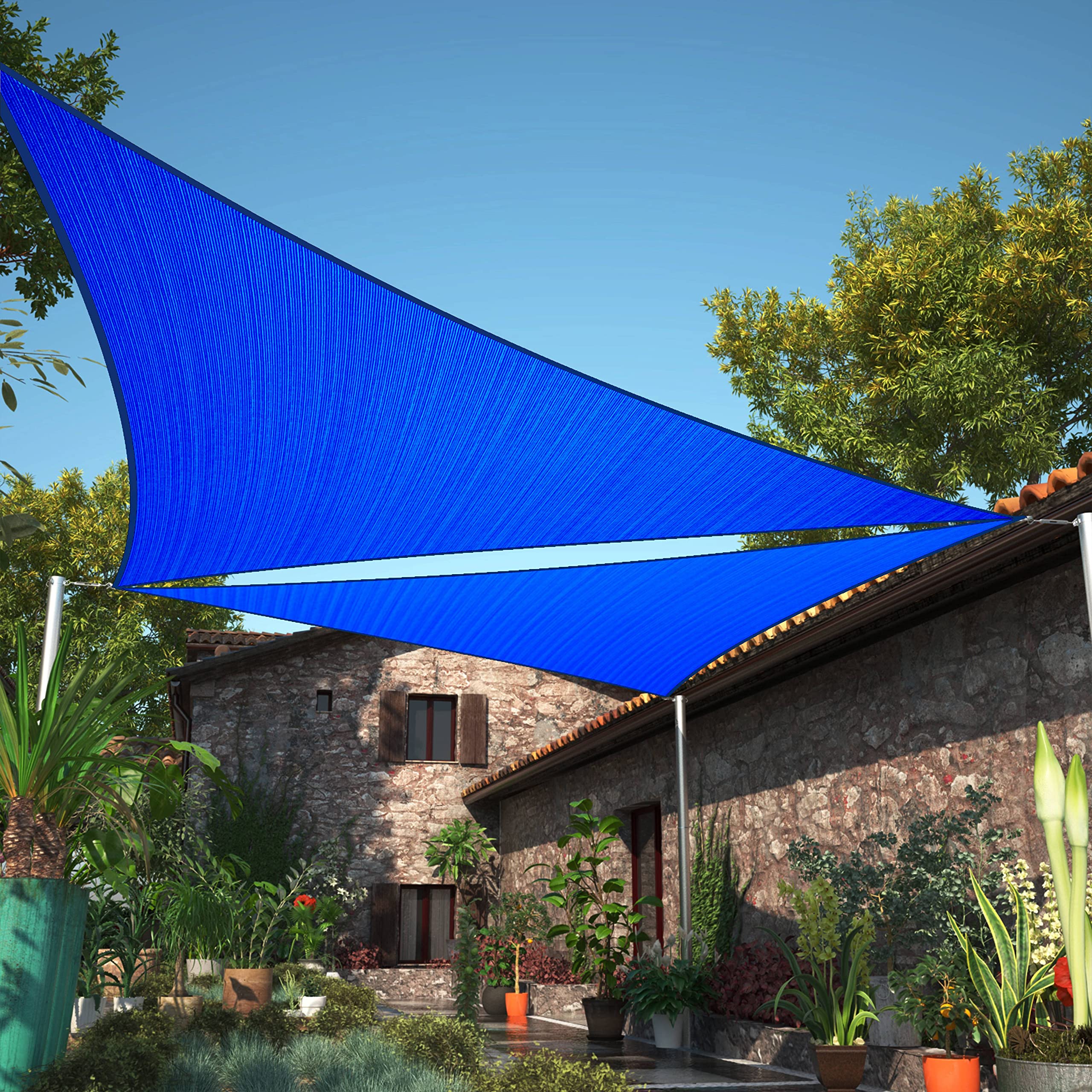ShadeMart 16' x 16' x 16' Triangle Sun Shade Sail - UPF50+ UV Protection, Water & Air Permeable Canopy Fabric for Patio, Garden, Pool & Outdoor Shade - Heavy Duty & Custom Sizes Available
