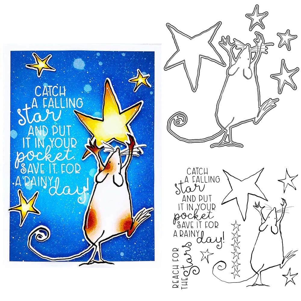 Transparent Silicone Stamps & Metal Stencil Die Cuts Set - 'Reach for The Stars' DIY Scrapbooking Supplies for Card Making, Paper Crafting, and Punch Template Molds | Perfect for Greeting Cards, Journals, and Home Decor Projects