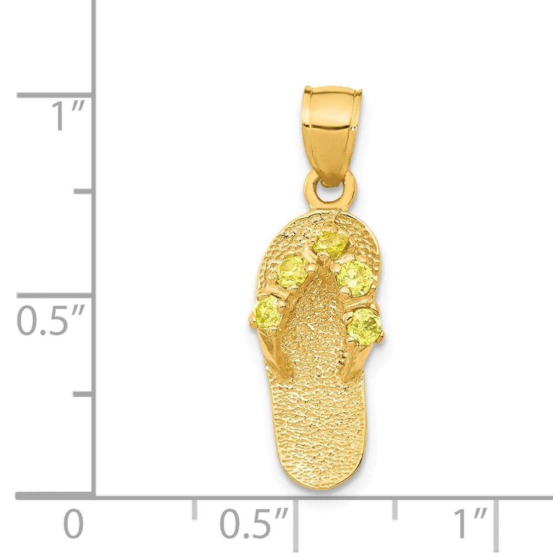 14K Yellow Gold November Birthstone CZ Flip Flop Pendant Necklace - Perfect Gift for November Birthdays, Beach Lovers & Summer Jewelry Collection