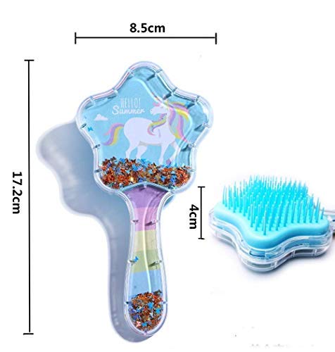 Crazycute® 3D Unicorn Hair Brush for Kids - Glittery Star Detangling Brush with Paddle Cushion, Anti-Static & Hair Loss Prevention, Massage Scalp - Perfect for Girls' Hair Care, Travel & Gift Giving (1 Pack)
