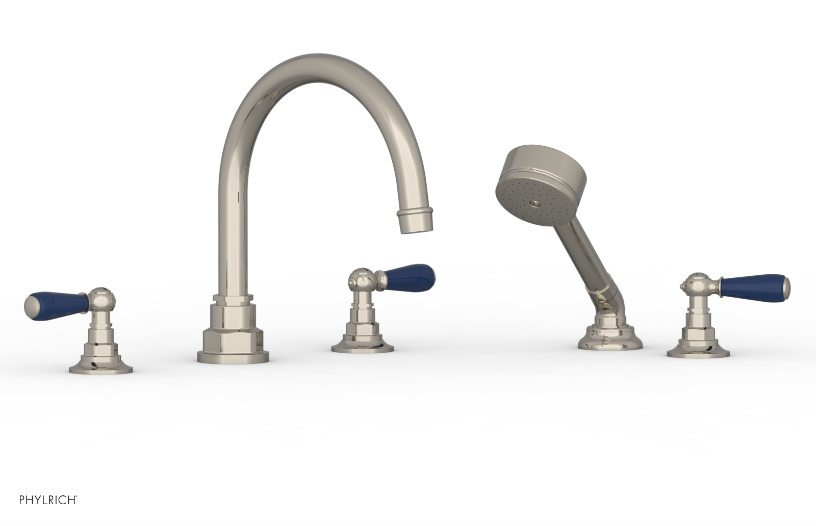 Jamestown Deck Tub Set with Hand Shower - Lever Handles & Navy Blue Accents - 165