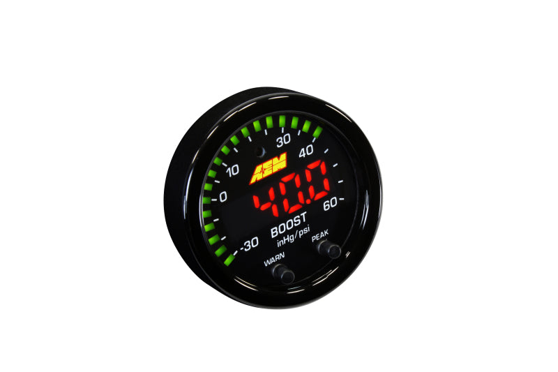 AEM X Series Boost Pressure Gauge Kit - 30inHg to 60psi - High Performance for Turbocharged & Supercharged Vehicles - Perfect for Racing, Tuning & Engine Monitoring