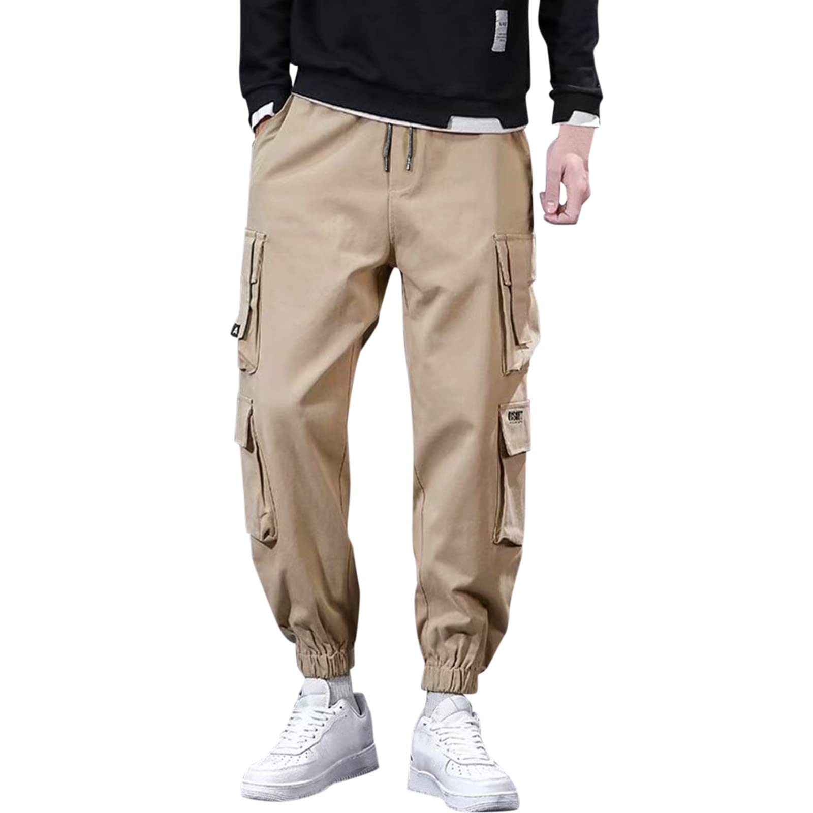 **Men's Cargo Pants - Loose Fit Casual & Sports Trousers with Pockets | Harlem Plus Size | Wool Blend for Comfort | Perfect for Outdoor Activities, Hiking & Workwear**