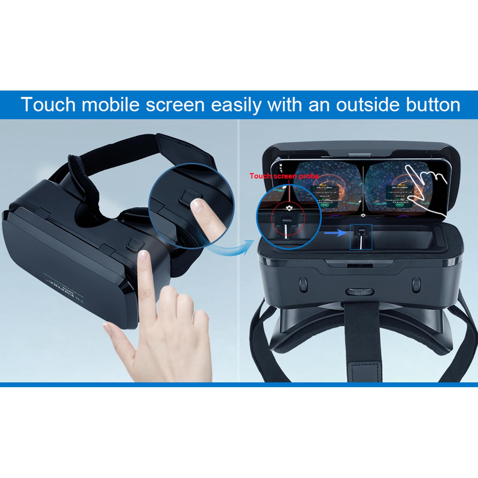 Premium VR Headset for iPhone & Android - 3D Virtual Reality Glasses Compatible with 4.7