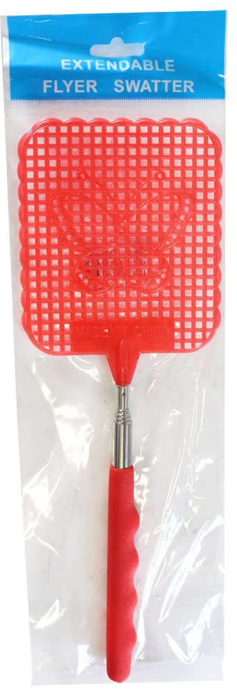 Extendable Fly Swatter 28.5 Inch (72.4cm) - Lightweight Aluminum & Plastic Bug Zapper with Ergonomic Rubber Grip - Butterfly Waffle Design for Effective Pest Control - Perfect for Indoor/Outdoor Use in Homes, Gardens, and Patios