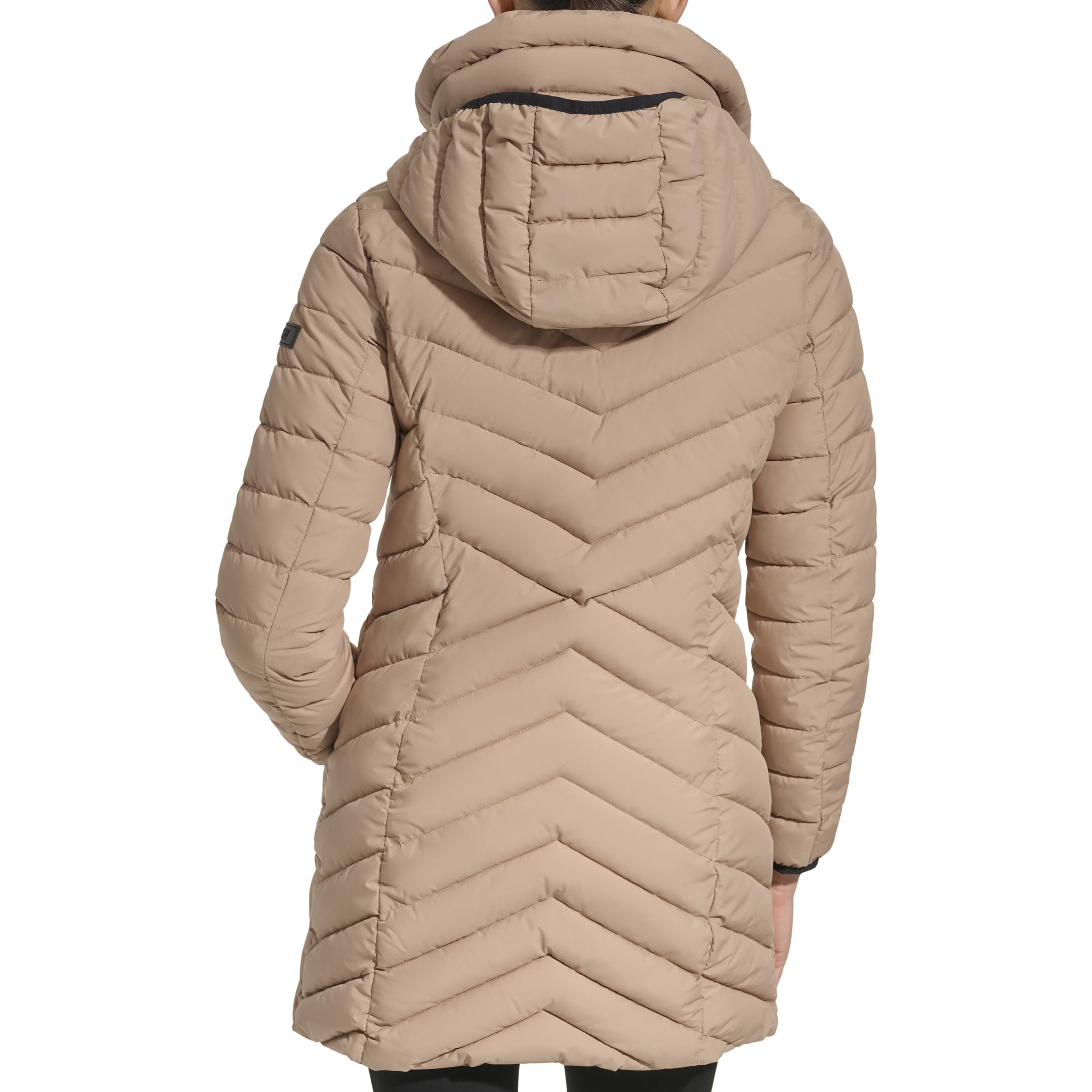 DKNY Women's Lightweight Puffer Jacket with Bib-Front Design - Stylish Winter Coat for Casual Outings & Outdoor Activities