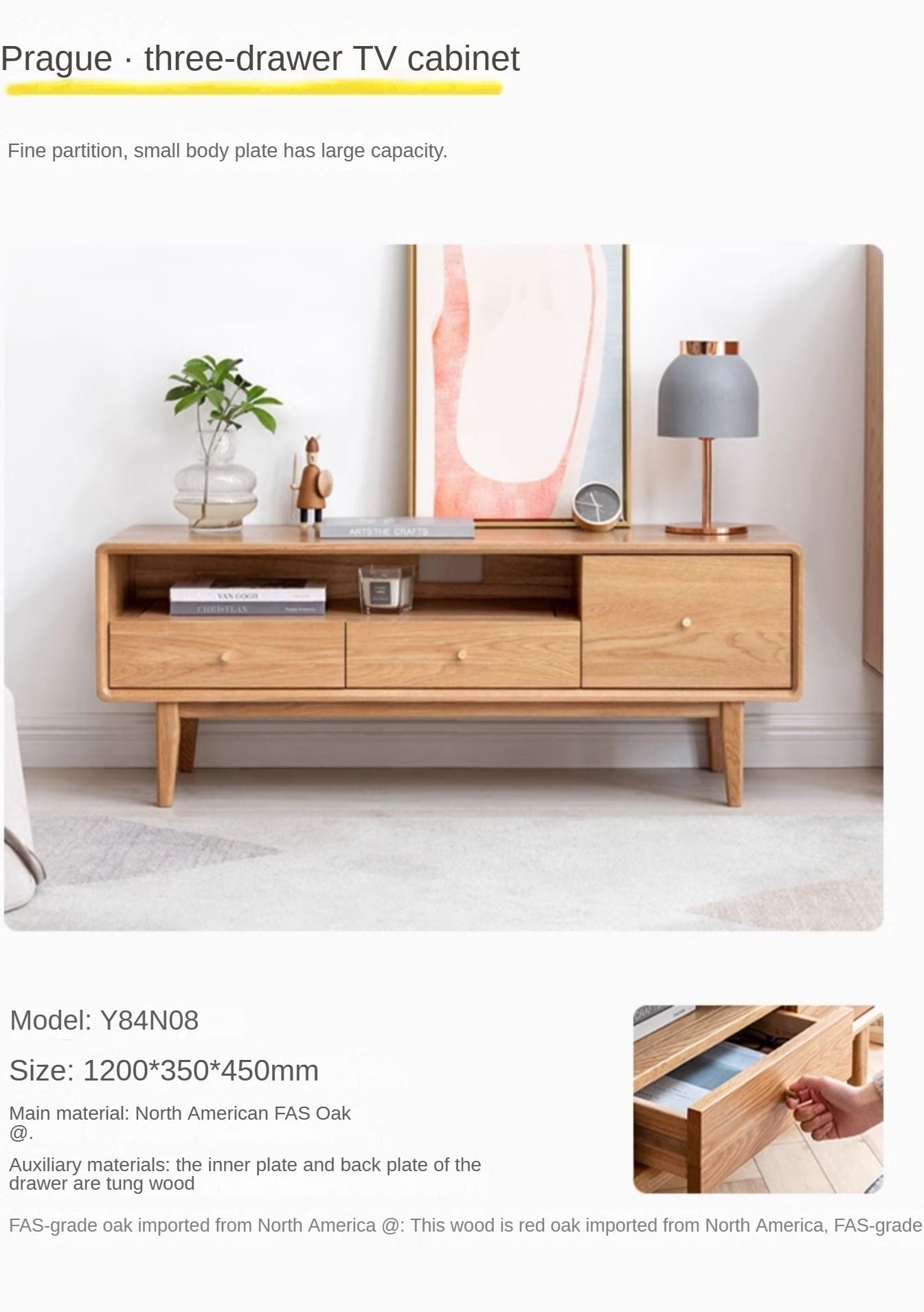 Solid Oak Wood TV Stand - Small Size with Multiple Style Options - Perfect for Living Room, Bedroom & Home Theater Setup