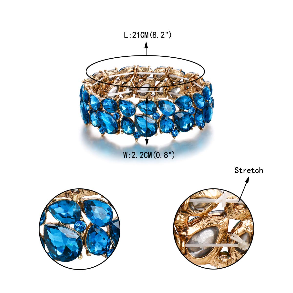 EVER FAITH Austrian Crystal Stretch Bracelet for Wedding & Party