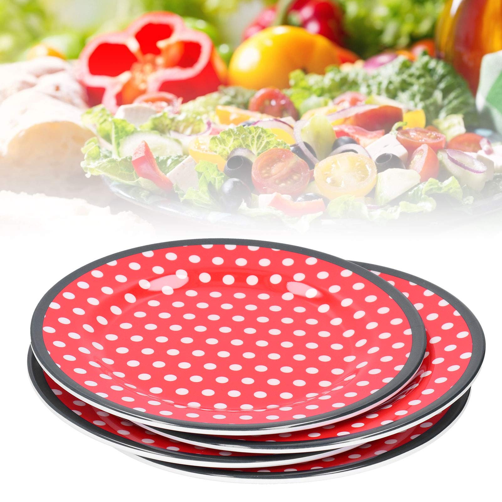 4-Piece 9-Inch Melamine Dessert Plates Set - Durable & Lightweight Salad, Snack & Appetizer Dishes for Home, Restaurant, Party, Hotel - Perfect for Ice Cream, Cake, Fruit & More