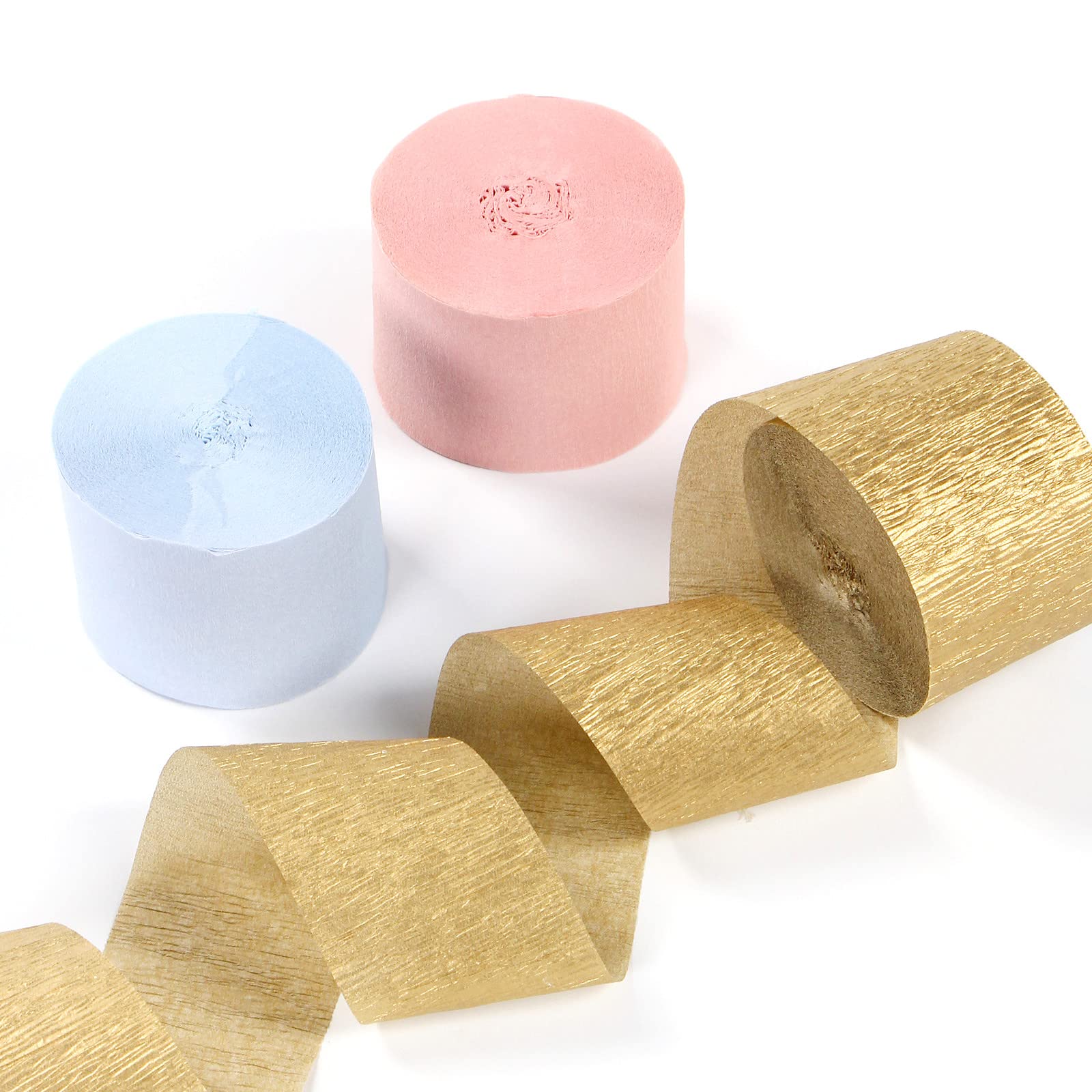 Pink and Blue Gender Reveal Party Decorations - 9 Rolls Crepe Paper Streamers for Wedding, Baby Shower, Bridal Shower, Bachelorette, Engagement & Birthday Decorations - Perfect for Gender Reveal Events, Nursery Decor and Party Backdrops