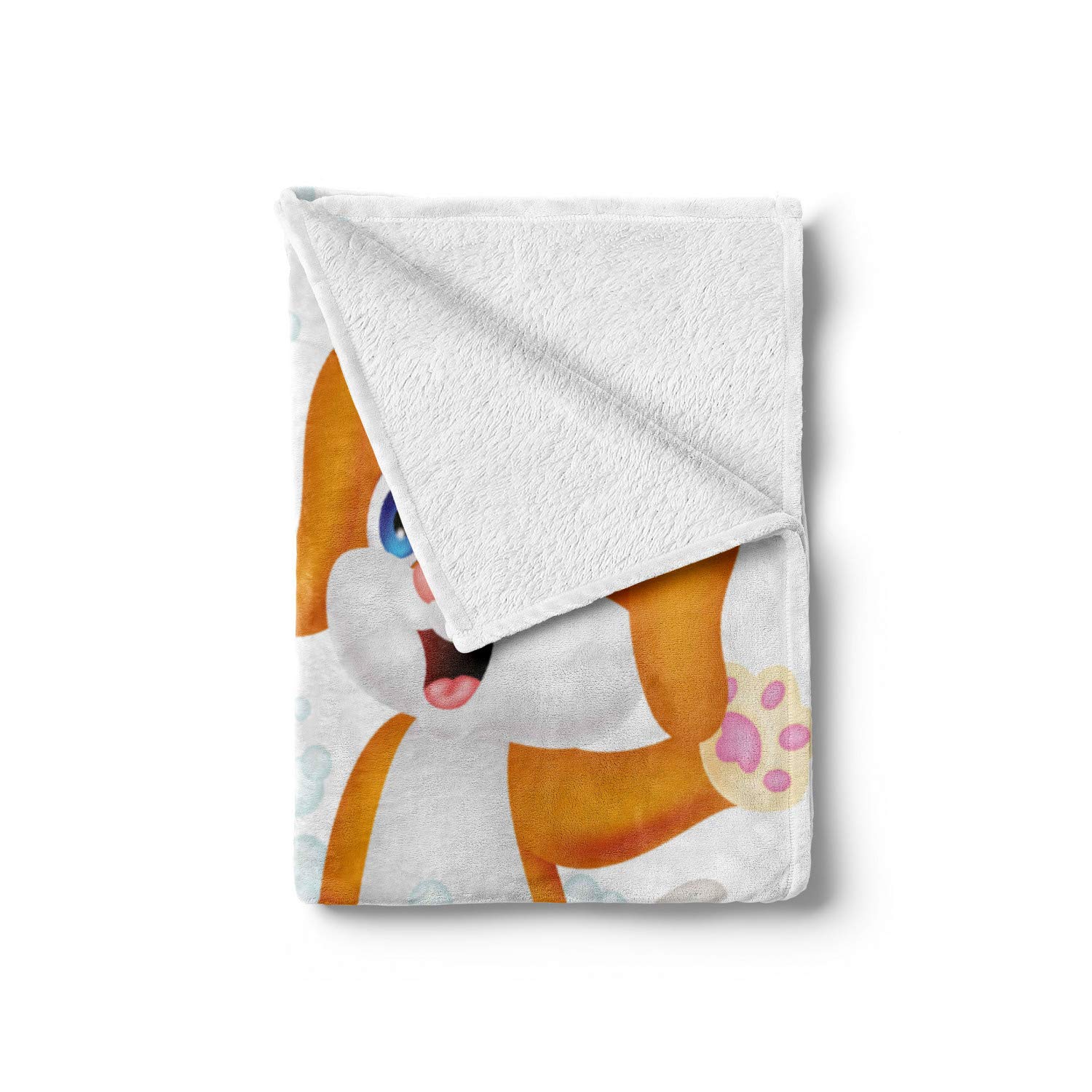 Ambesonne Flannel Fleece Throw Blanket - Cartoon Cat & Dog in Bathtub with Bubbles Design, Soft Cozy Accent Blanket for Couch, Bed, Sofa (60x80 Inches, Yellow Brown Blue) - Perfect for Living Room Decor, Gift Ideas & Winter Warmth