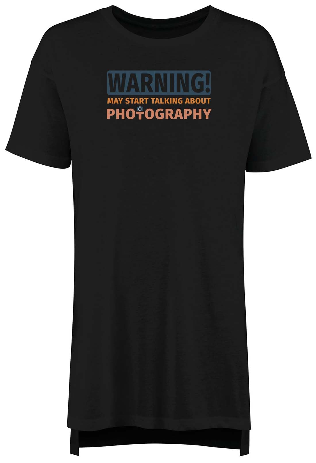 Shopagift Women's Camera Lens Print Nightshirt - Black Sleepwear for Photography Enthusiasts | Perfect for Photo Shoots, Themed Parties & Gifts