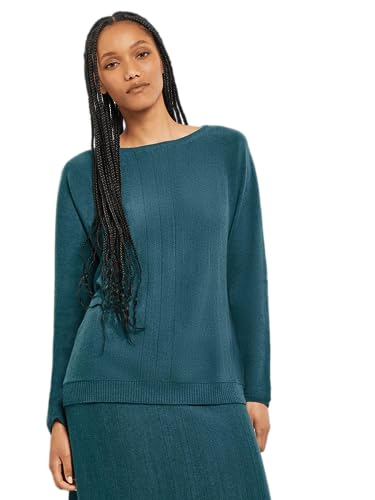 Boat Neck Textural Stripe Cashmere Tunic, Marine Teal