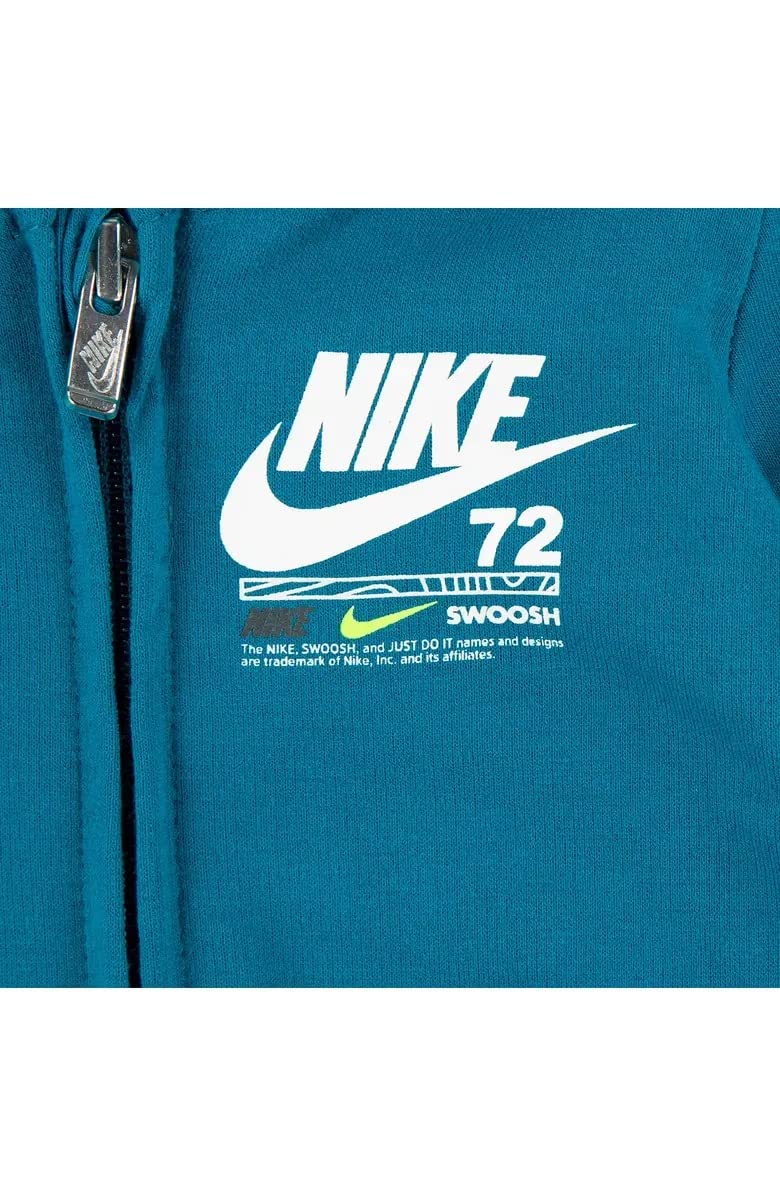 Nike Baby Boy Sportswear Illuminate Hooded Graphic Coverall - 3 Months (G56K255-B9I/W) - Soft Cotton Jumpsuit for Infants, Cute Hoodie Outfit for Playdates & Family Photos