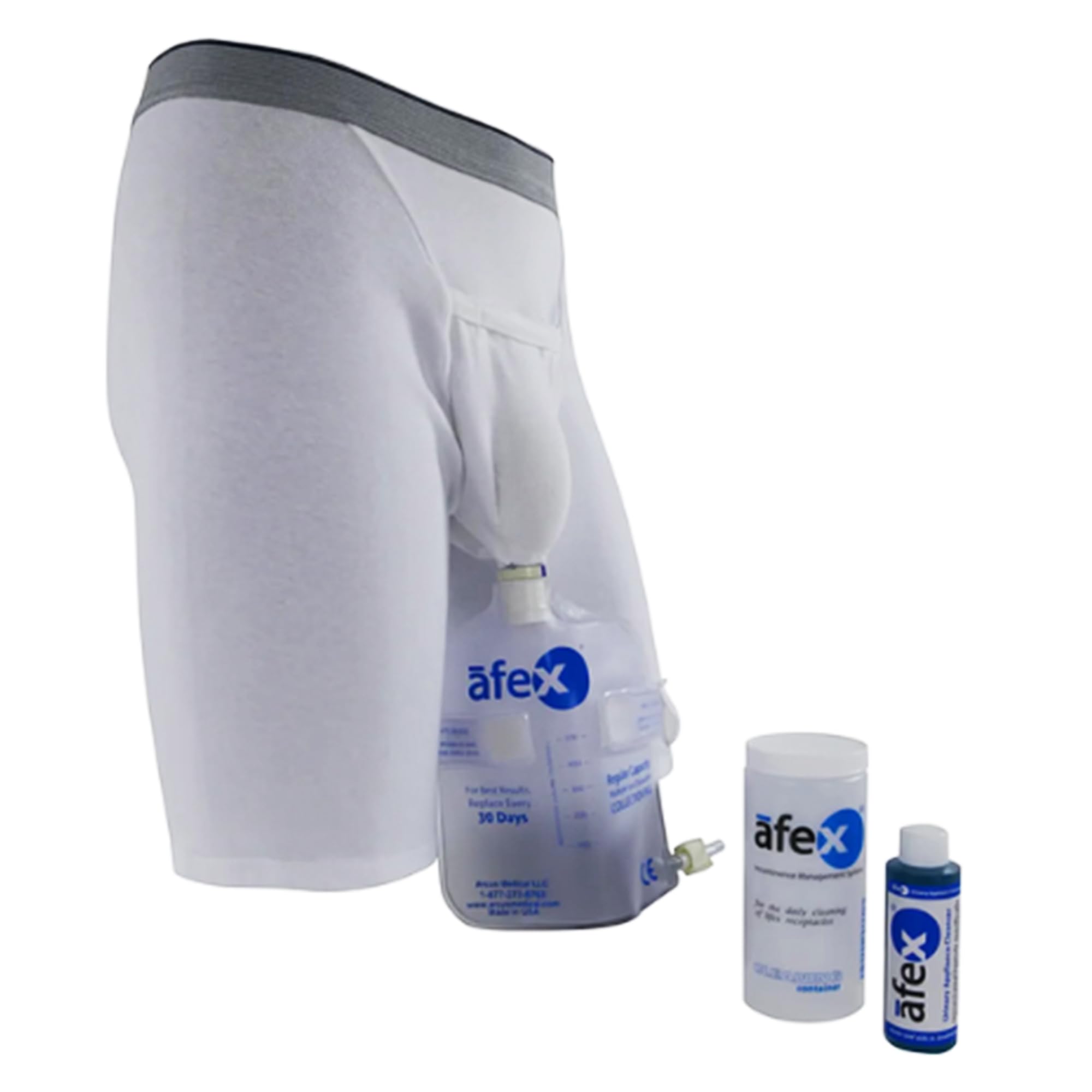 Afex Male Incontinence Management System with Low-Profile Receptacle - Ideal for Long-Term Sitting & Small Waist - Perfect for Office Workers, Truck Drivers, and Travelers