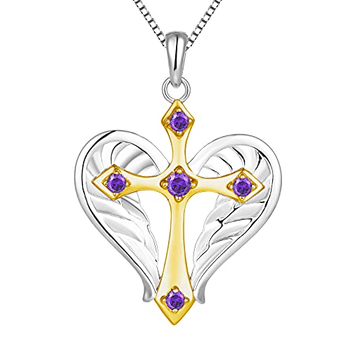 STARCHENIE 925 Sterling Silver Heart Angel Wings Cross Pendant Necklace for Women - Perfect for Gifts, Weddings, Anniversaries & Everyday Elegance