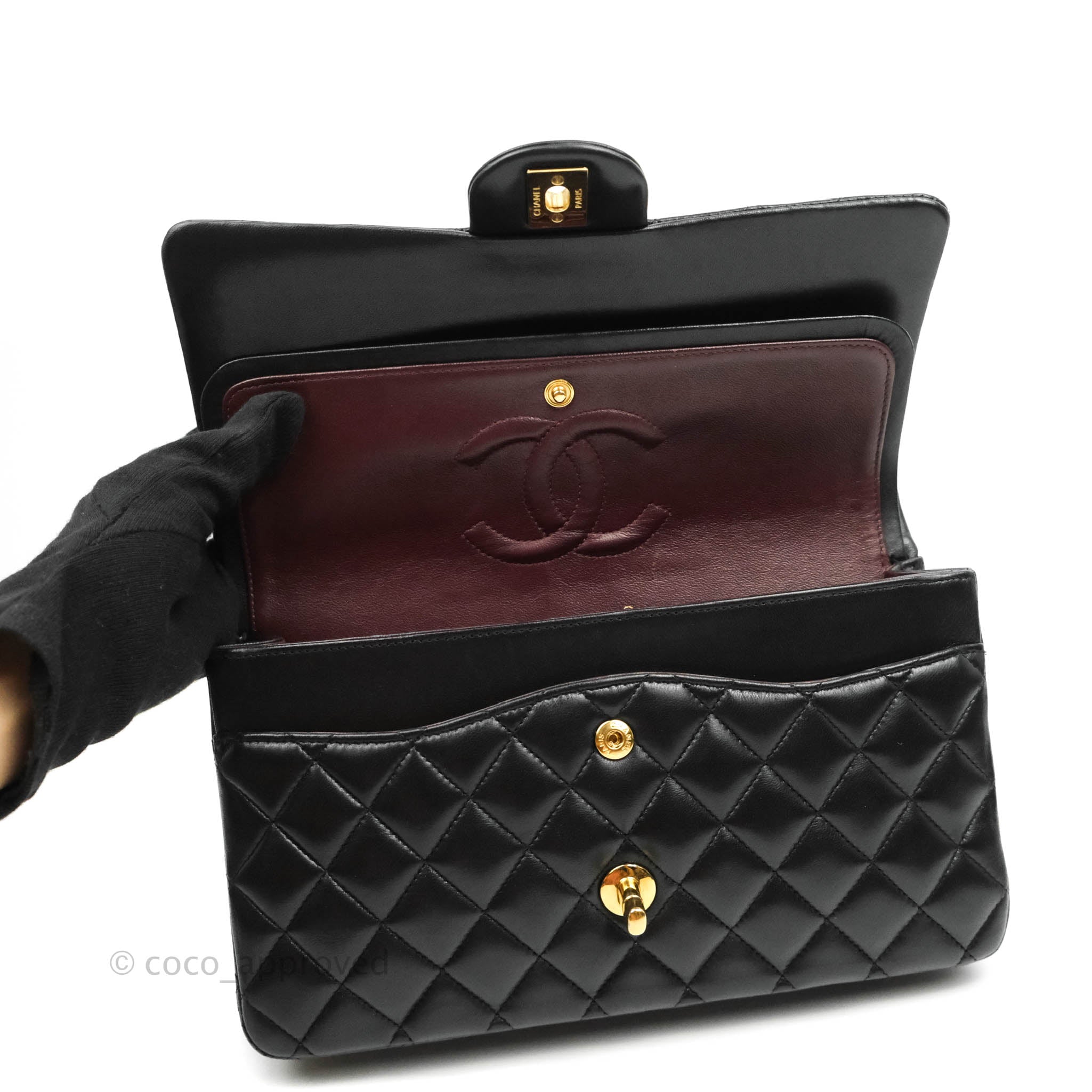 Chanel Classic Medium Double Flap Bag - Black Lambskin Leather with Gold Hardware | Luxury Handbag for Women, Perfect for Work, Evening & Special Occasions