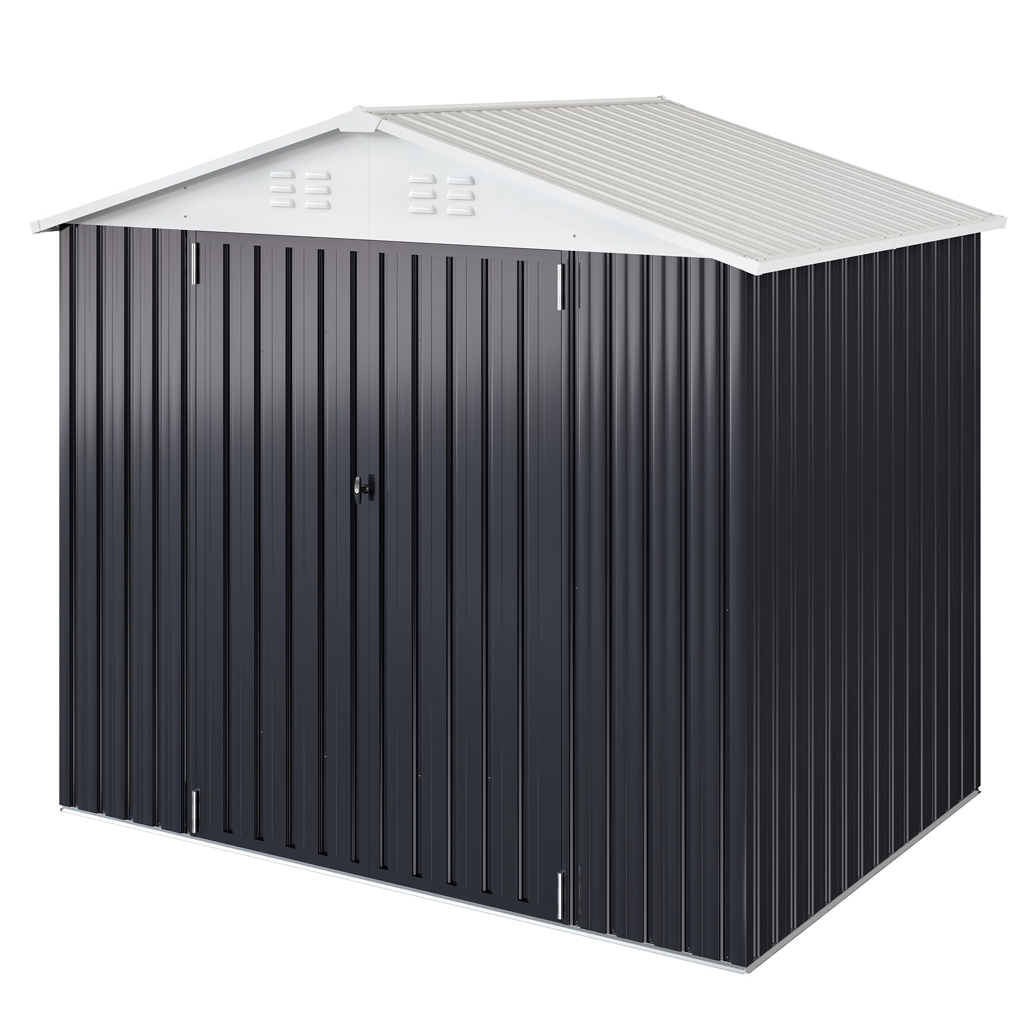 6x8 FT Outdoor Storage Shed - Heavy Duty Metal Garden Shed with Reinforced Frame & Lockable Doors - Weatherproof Tool Shed for Backyard, Patio, Lawn (White) - Perfect for Storing Gardening Tools, Lawn Equipment & Outdoor Furniture
