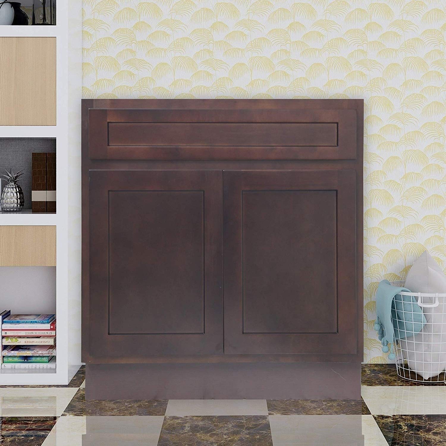 Vanity Art 36 Inch Single Sink Bathroom Vanity Cabinet in Grey - Modern Bathroom Storage with Soft-Close Doors & Drawers for Master Bath or Powder Room