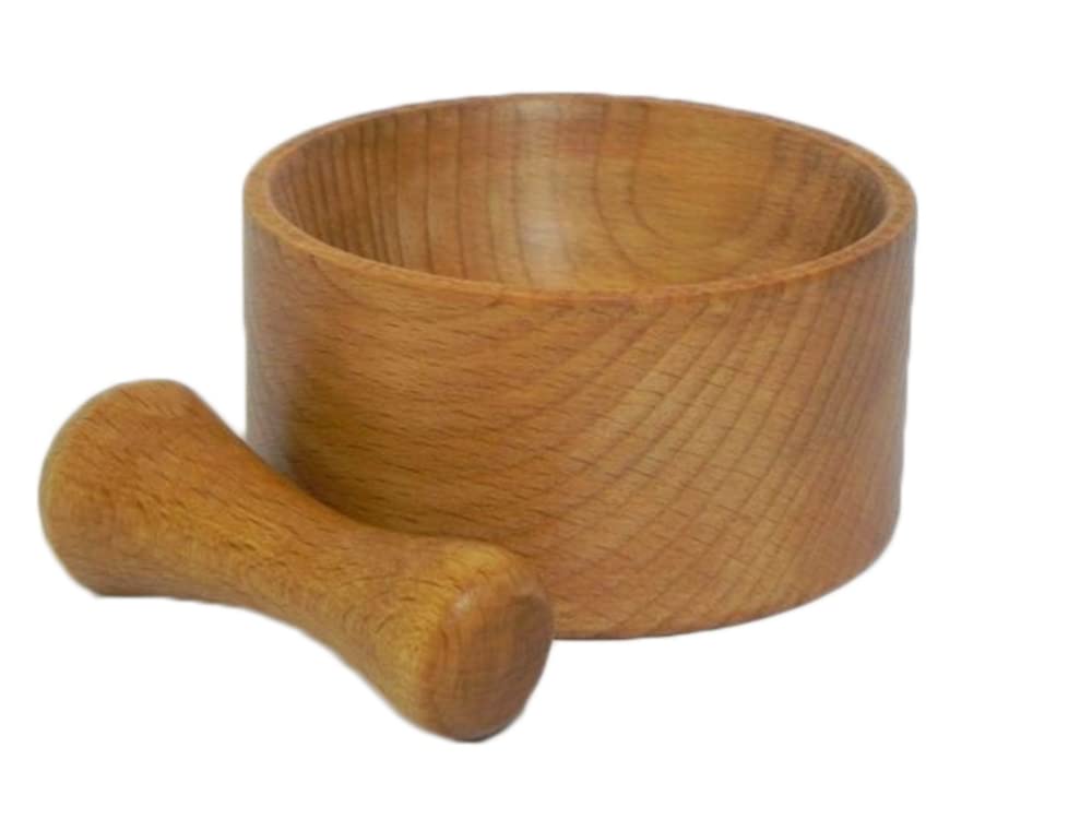 Premium Natural Wood Pestle and Mortar Set - Spice & Herb Grinder for Fresh Seasonings - Perfect for Crushing, Grinding Herbs, Spices, and Making Guacamole - Ideal for Home Kitchens, Restaurants, and Ayurvedic Medicine Preparation