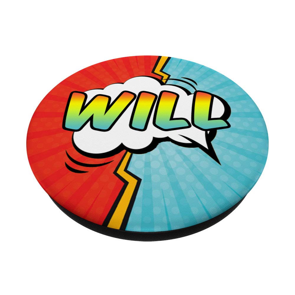 Will Name Pop Comic Book Art Superhero Men PopSockets PopGrip - Swappable Phone Grip for iPhone, Samsung & Tablets - Perfect for Gaming, Photography & Everyday Use