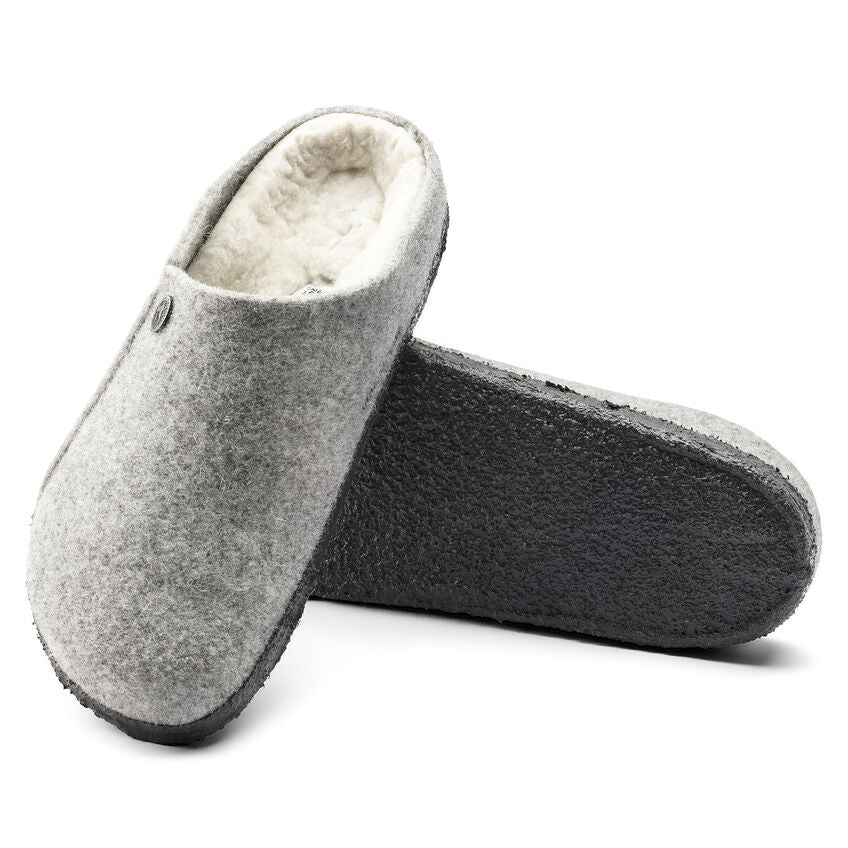 Birkenstock Zermatt Wool Felt Slippers - Light Gray Indoor/Outdoor Comfort House Shoes for Men & Women | Cozy Home, Office & Travel Footwear