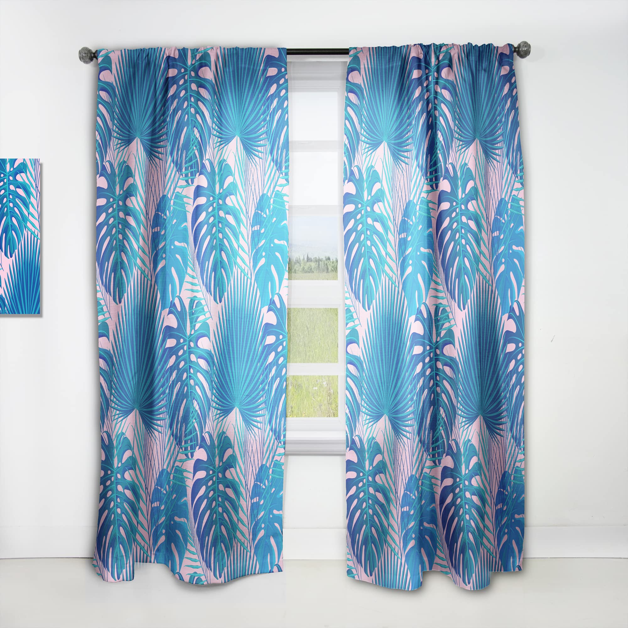 DesignQ Retro Floral Pattern X Thermal Insulated Curtains - Single Panel 52x95 Inch - Blackout Drapes for Bedroom & Living Room - Perfect for Home Decor & Light Control