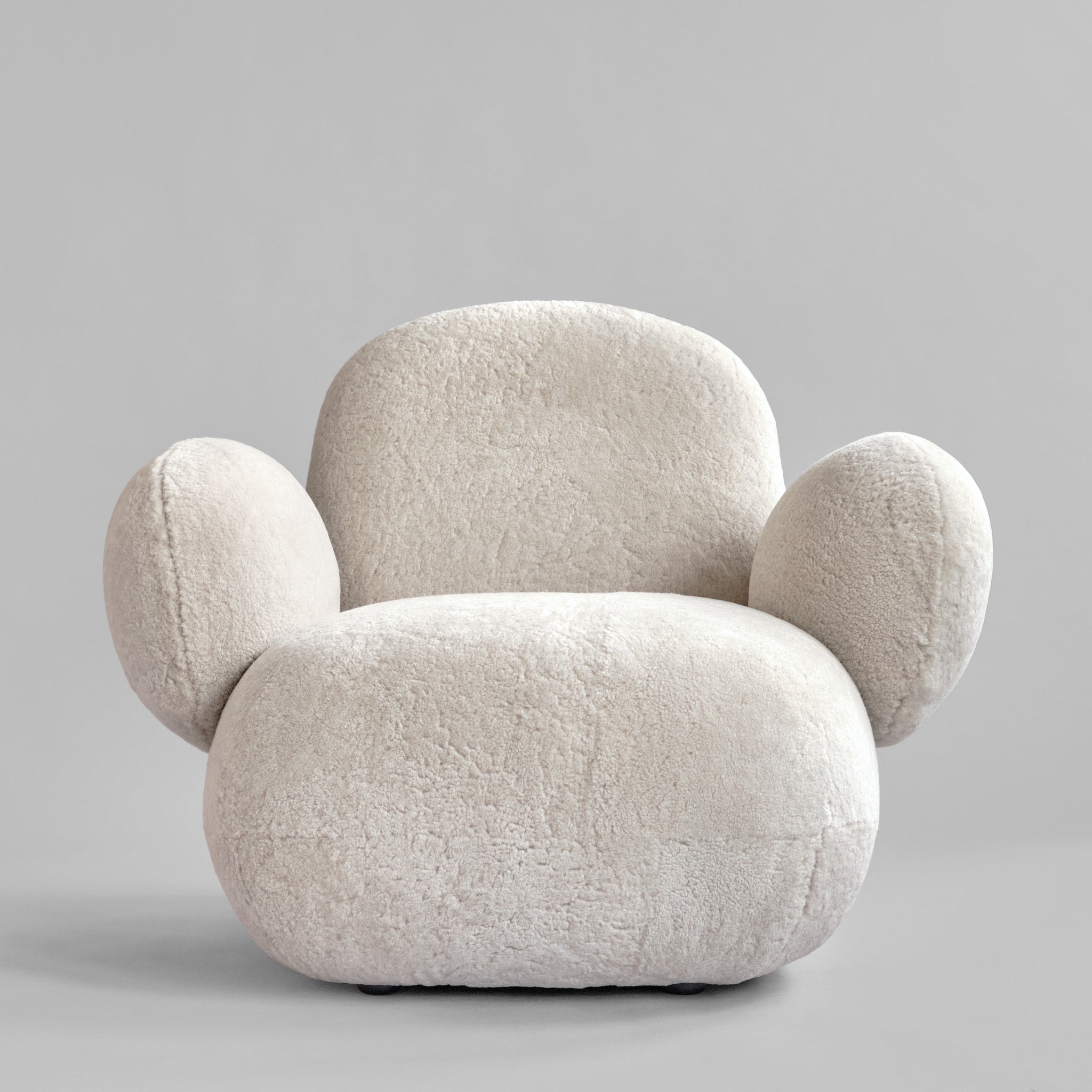 PRE ORDER 101 COPENHAGEN Toe Armchair - Flat Sandshell Sheepskin Upholstered Lounge Chair for Living Room, Bedroom & Office - Cozy Modern Scandinavian Design