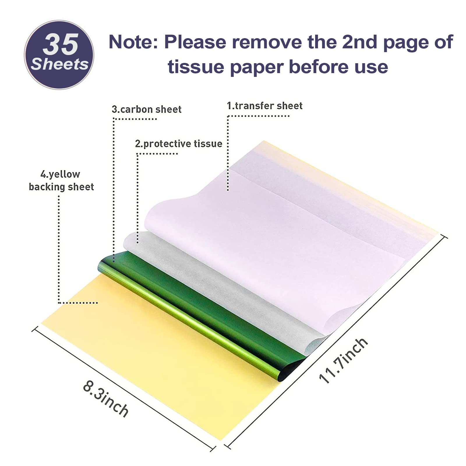 Beoncall 35Pcs Tattoo Stencil Transfer Paper - 4 Layer Thermal Transfer Paper A4 Size for Professional & DIY Tattoo Artists - Perfect for Tattoo Transfer Kits, Body Art Designs & Temporary Tattoo Supplies | Ideal for Tattoo Studios, Home Practice & Body Art Projects