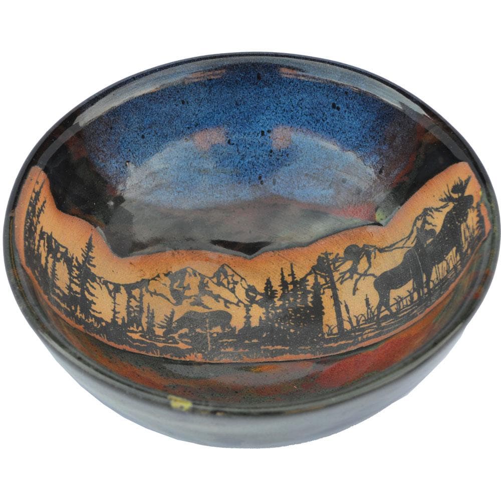 Forest Moose Pottery Dinnerware Set - Handcrafted Ceramic Plates, Bowls & Mugs for Rustic Home Dining - Perfect for Farmhouse Kitchens, Camping & Outdoor Entertaining