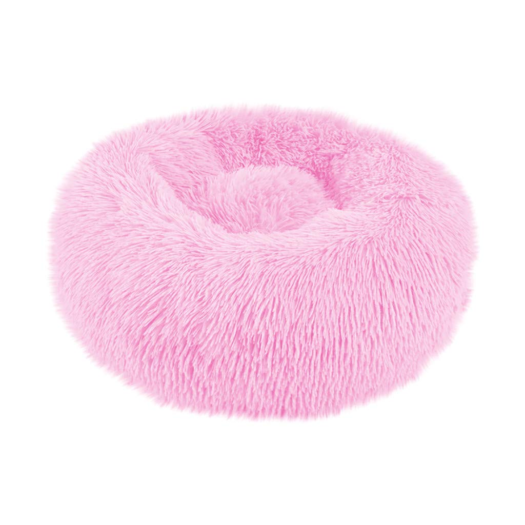 RUIVE Round Cat & Dog Sleeping Bag - Winter Warm Plush Soft Pet Bed, Calming Bed for Cats & Dogs, Cozy Nest Mat Pad - XL Size, Pink (A-Pink) - Perfect for Indoor Pets, Cold Weather & Anxiety Relief