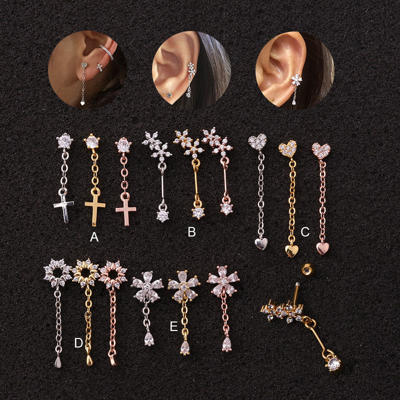 20G Cartilage Dangle Stud Earrings - Hypoallergenic Surgical Steel Ear Jewelry for Women | Perfect for Parties, Weddings & Everyday Wear | HSPJ19107