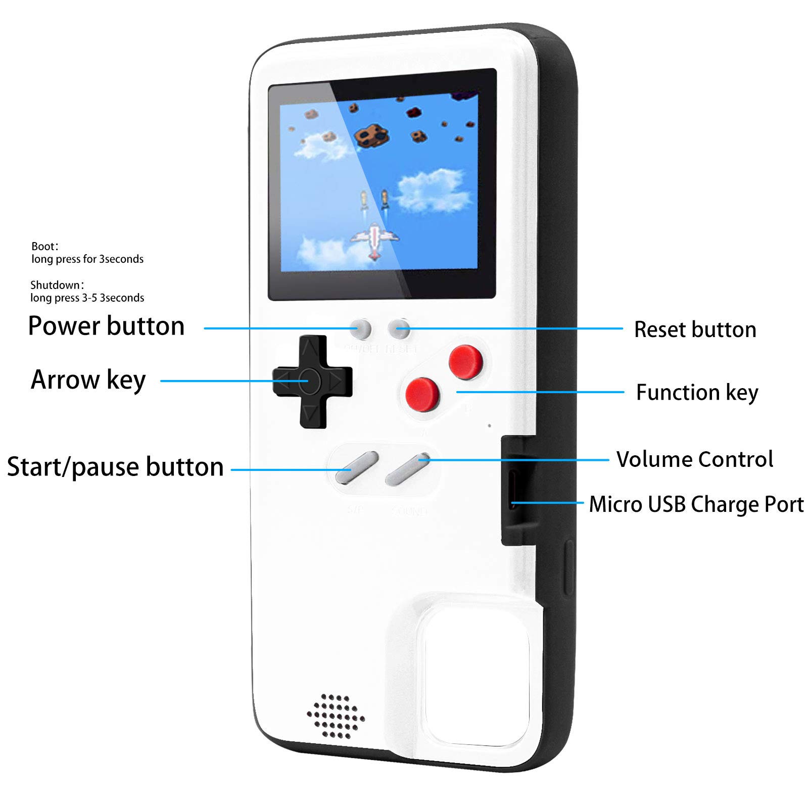Retro Game Console Case for iPhone 11 Pro - DIKKAR Self-Powered Protective Cover with 36 Classic Mini Games & Full Color Display - Perfect for Gaming Enthusiasts & Nostalgic Entertainment On-The-Go