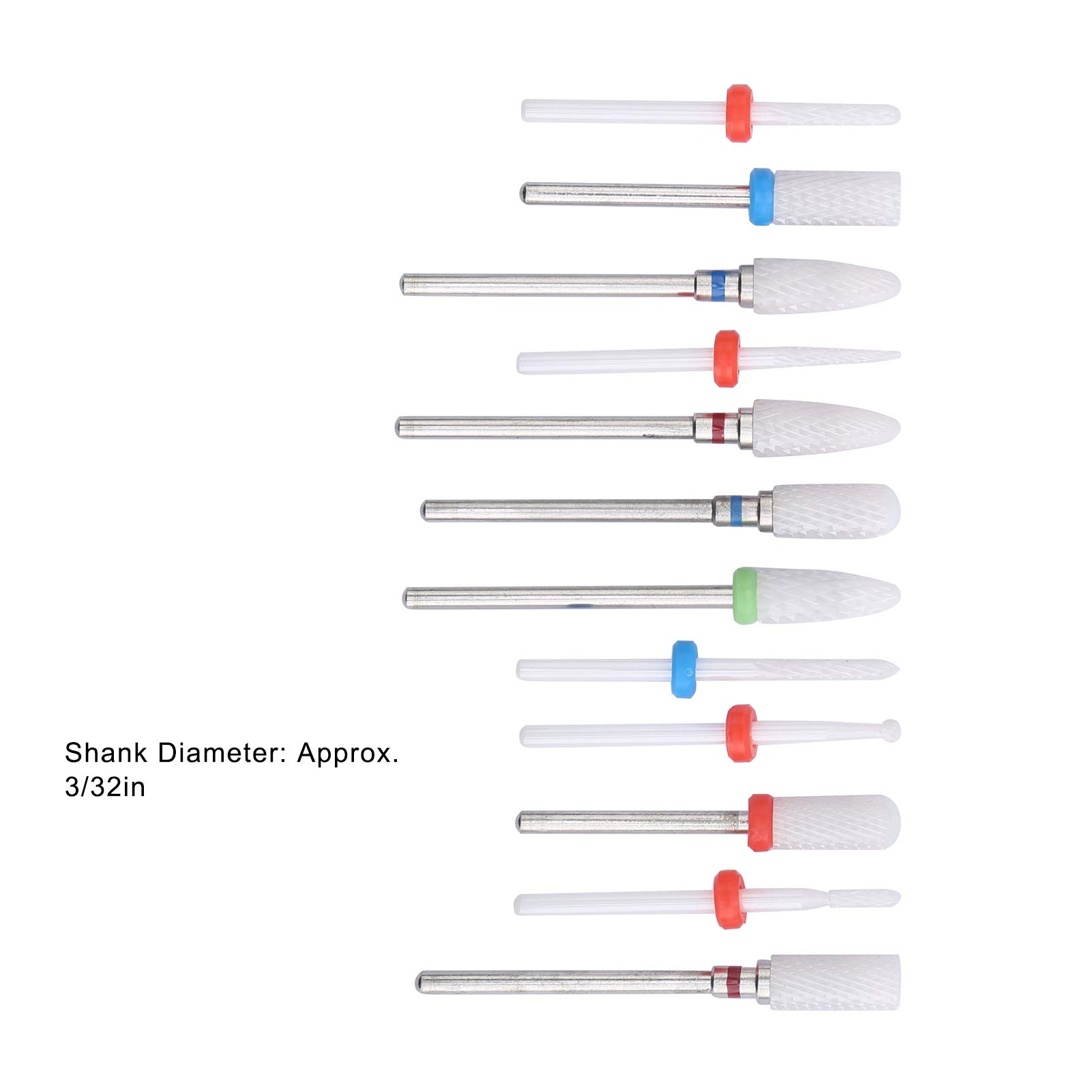 12PCS Ceramic Nail Drill Bits for Electric Nail File - Professional Acrylic Nails & Cuticle Care - Durable Milling Cutter Bits for Manicure & Pedicure - Perfect for Salon & Home Nail Art