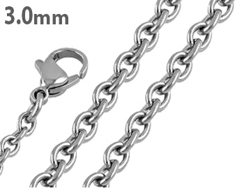 Stainless Steel Cable Chain Necklace 3.0MM - Durable Unisex Jewelry for Men & Women - Perfect for Everyday Wear, Gifts & Layering