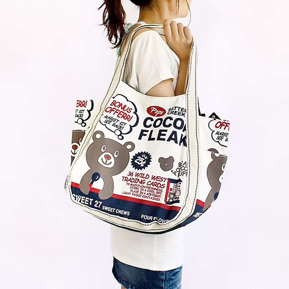 Blancho Bedding Canvas Shoulder Tote Bag in Cocoa Fleak - Stylish & Durable for Work, Travel & Everyday Use