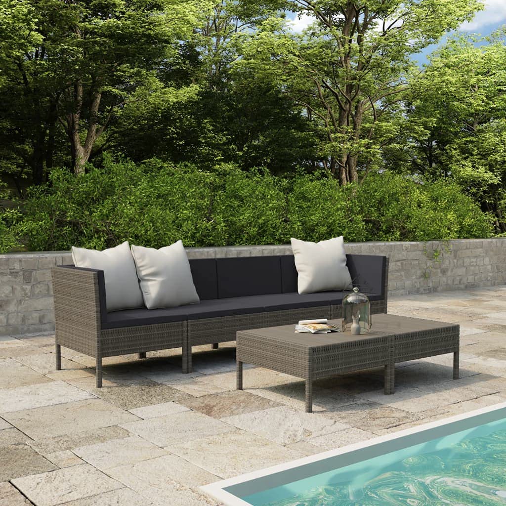 Yeacher 6-Piece Gray Poly Rattan Outdoor Patio Furniture Set with Cushions - Perfect for Garden, Backyard, Poolside & Balcony Relaxation