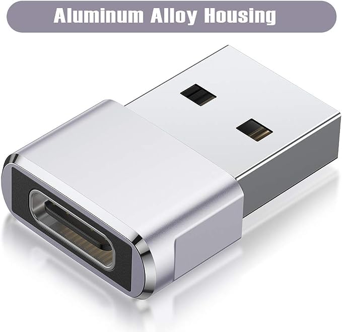 USB 3.1 Type C Female to USB 3.0 Male Adapter - Thunderbolt 4 OTG Power Converter for Samsung Galaxy, Smartphones & Laptops - Silver USB-C to USB 3.0 Charging Cable for Fast Data Transfer & Device Charging