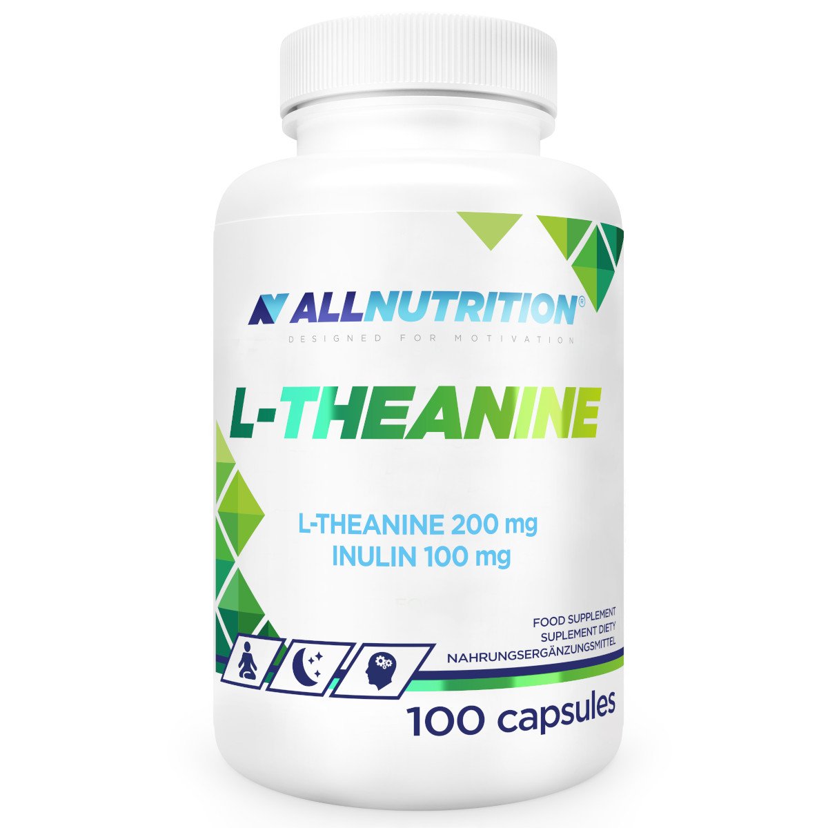 Allnutrition L-Theanine 100 Capsules - Natural Stress Relief & Relaxation Supplement for Focus, Sleep & Anxiety Support
